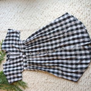 Lulus Checks Out Button Front Midi Gingham Black and White Medium Cotton Dress